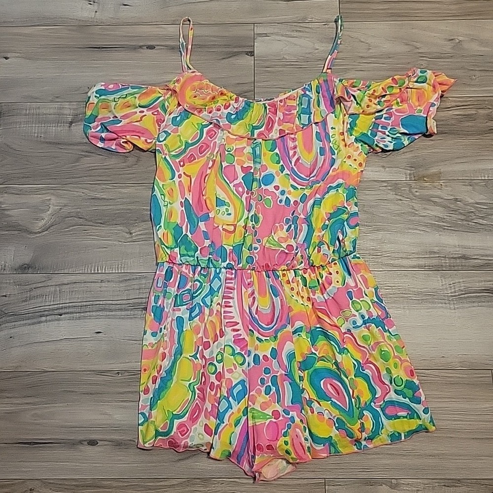 Lilly Pulitzer Fenella Romper Womens Small One Piece Multicolor Off The Shoulder